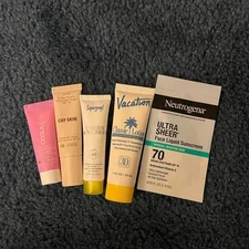 5pc Lot Sunscreen Travel Minis Bundle Vacation, Supergoop, Cay Skin, COOLA