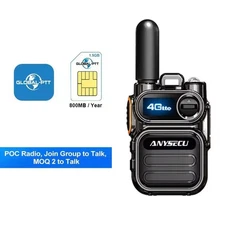 ANYSECU G388 4G Network Radio RTOS System GLOBAL-PTT Radio + Date Sim Card