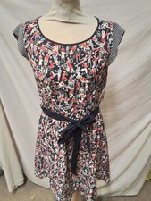 NW3 Highgate Sporting Dress Navy Multi Size 10 Cap Sleeve - Z#4456