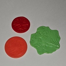 2 Tomato Slices 1 Lettuce Leaf Pretend Play Food Plastic Toy Lot Replacements