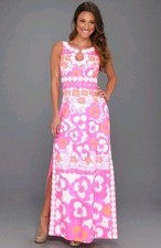 LILLY PULITZER DIDI MAXI DRESS Pansy Dance neon Guipure crochet lace Vintage