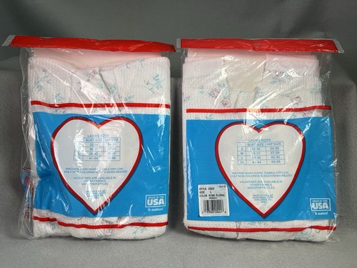 Vintage Valentines Ladies Thermal Underwear Set Floral USA Made LARGE 90s NOS - Picture 2 of 11
