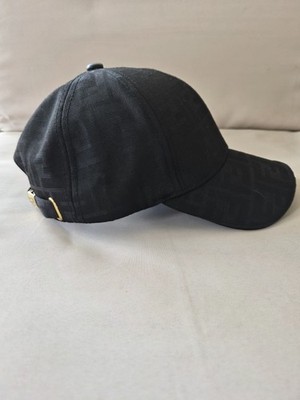 Fendi Black Adjustable Baseball Cap Gold Logo Made in Italy size M