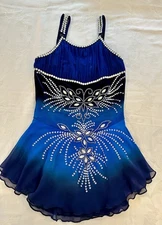 Figure Skating Dress Womens Adult Sparkle Sequined Teal/Blue/Black Sz Small