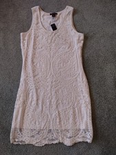Jr. Misses Lace Dress, Ivory, Lined, Sleeveless, Knee Length, Jr. Lg., New
