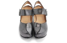 Preowned John Fluevog Prepare Platform Mary Janes In Silver Size 9