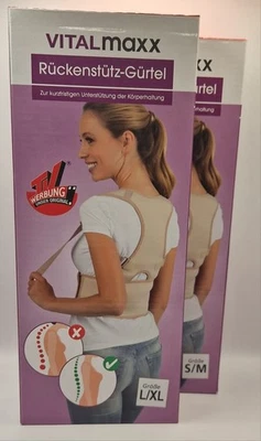 Rückenstütz Gürtel - S/M & L/XL creme Haltungskorrektur verstellbar Vitalmaxx