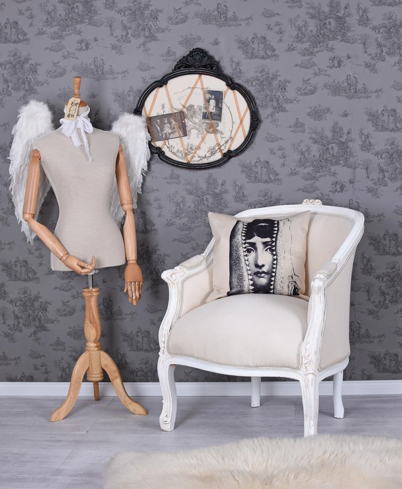 Vintage Sessel Stuhl Shabby Chic Bergere Prunksessel Barocksessel Polsterstuhl - Bild 4 von 4