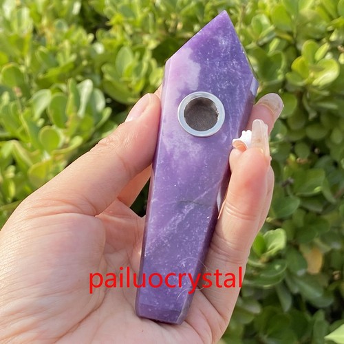 Natural Lepidolite Purple Mica Smoking Pipe Quartz Crystals Point Obelisk 4.3" - Picture 7 of 12