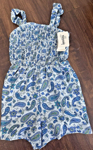 Speechless Big Girls Paisley Print Smocked Romper Sleeveless Light Blue M 8-10 - Picture 4 of 8