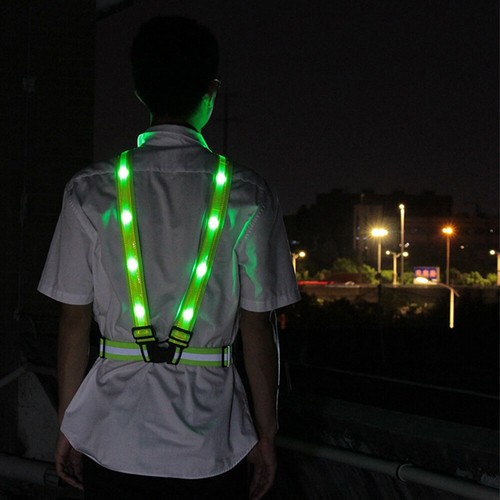Safety Reflective Vest with LED Light Adjustable Cycling Night Running Vest Work - Afbeelding 10 van 16
