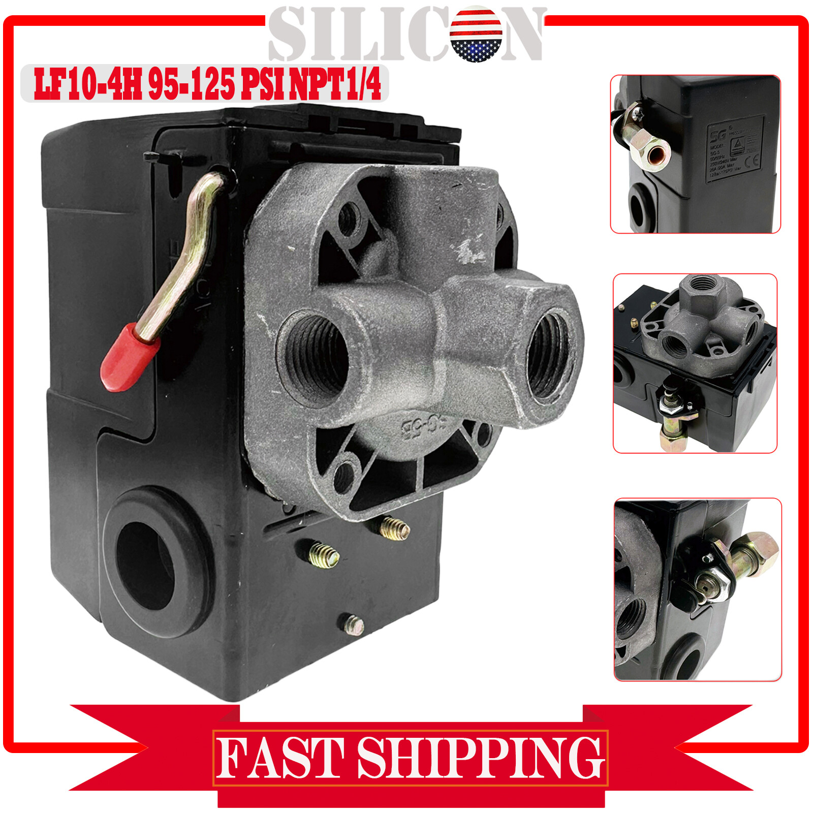 0340094 CW207563AV SANBORN AIR COMPRESSOR PRESSURE SWITCH. FOUR PORT