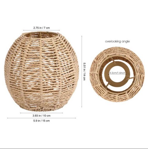 2 Pcs Bamboo Art Lampshade Hanging Pendant Light Rattan Shades Ceiling - Picture 3 of 12