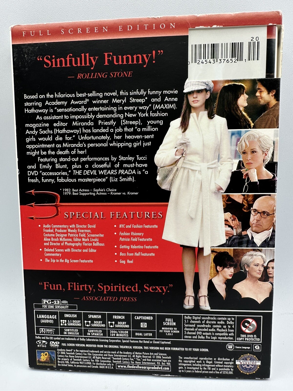 The Devil Wears Prada DVD Full Screen Edition Meryl Streep & Anne Hathaway thumbnail 2