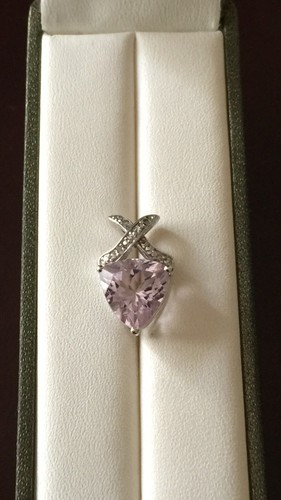 Stunning Sterling Silver Rose De France Amethyst Pendant With 18” Chain - Picture 5 of 6