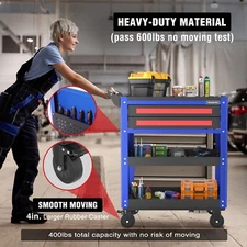 WORKPRO Premium 28" 2-Drawer Rolling Tool Cart Heavy-Duty Material 400 lbs Load