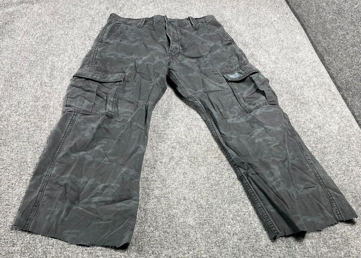 Levis Cargo Loose Straight Men's Pants Black Camo Workwear Outdoor Hiking 32x30