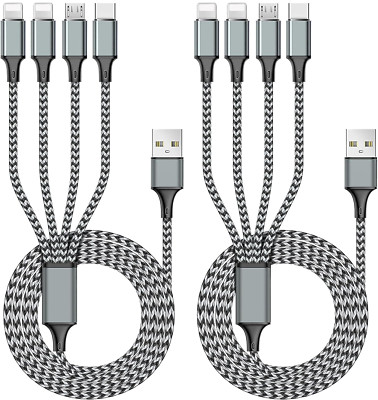 Multi Charging Cable 6FT 2Pack Multi Charger Cable 4 in 1 Universal Multiple