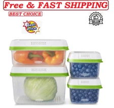 Rubbermaid FreshWorks Produce Saver,Medium&Large Storage Containers,8-Piece Set.