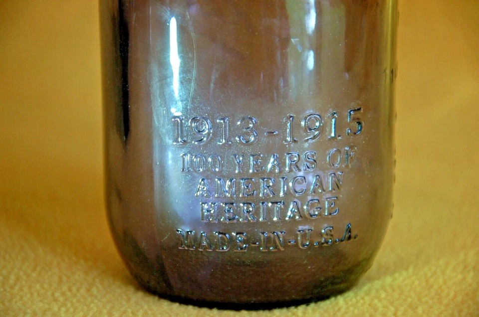 Par de tarros de vidrio BALL ~ pintas púrpuras ~ 100 años mejorados, 1913 reproducción ~ en muy buena condición Foto 3 de 4