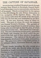 1865 Civil War newspaper GEN WILLIAM SHERMAN CAPTURES SAVANNAH March to the Sea 