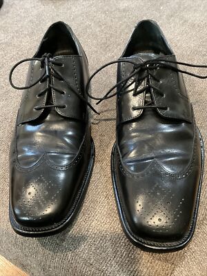 BOSTONIAN WING TIPS ALL LEATHER 12/M/BLACK OXFORD MADE IN 