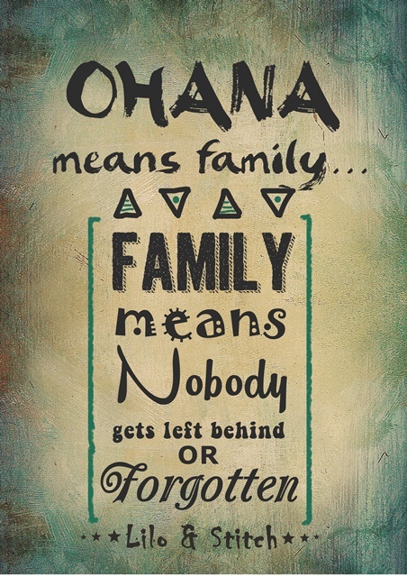 Ohana Means Family Poster, A4 Glossy Print Lilo and Stitch Quotes