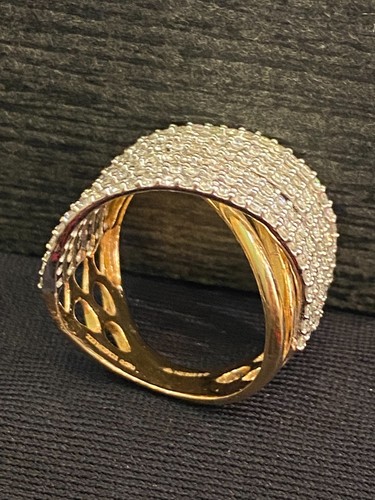 Pave 1.49 Cts Round Brilliant Cut Diamonds 6-Row Wedding Band Ring In 14K Gold - Picture 11 of 12