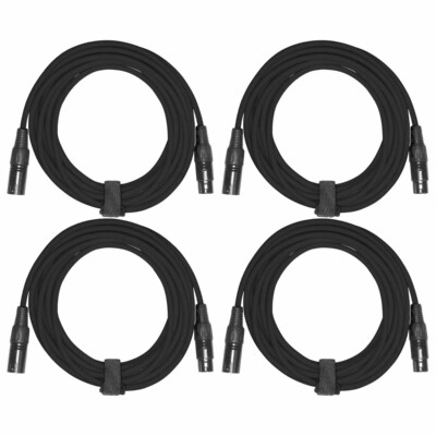 Pro 10' XLR Male to XLR Female Speaker Microphone Audio Connect Cable Black 4Pk