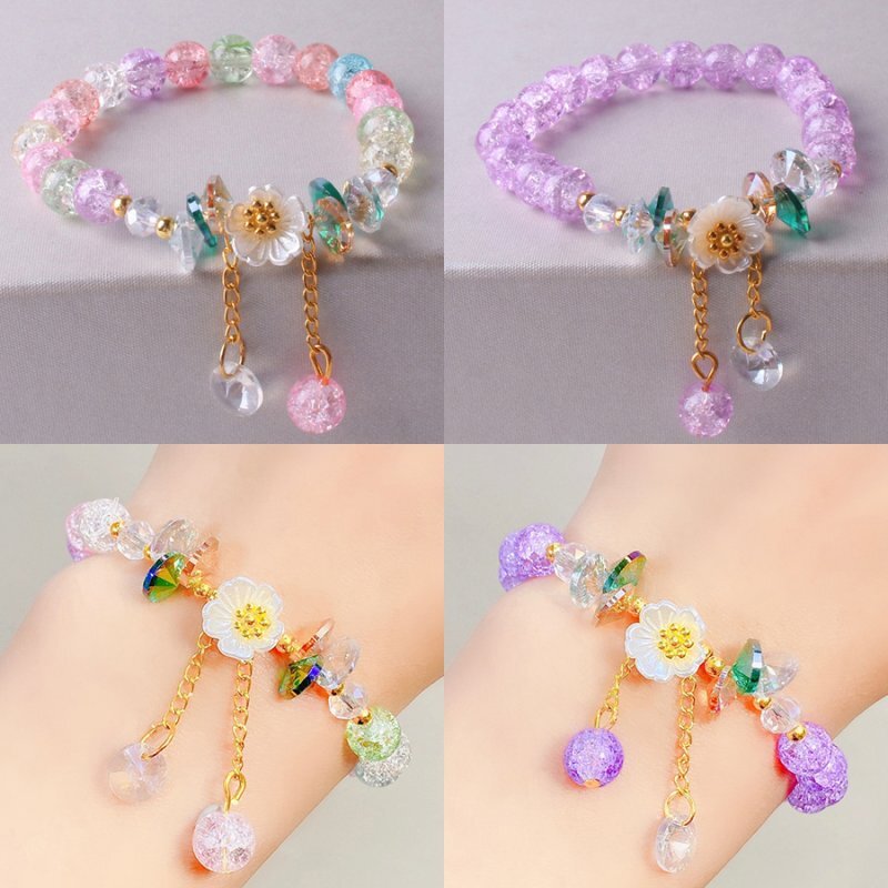 ブレスレット Daisy Gemstone Bracelet (5 color) Fashion Crystal Shell Daisy Flower Charm Fortune Bracelet