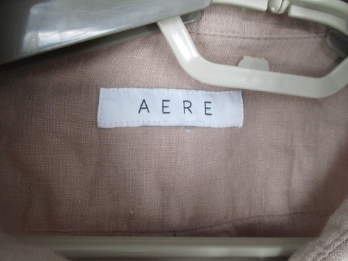 Aere Shirt Mens Large Brown Beige Linen Short Sleeve Button Collared Pocket - Picture 6 of 17