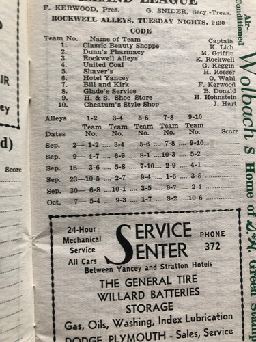Grand Island Nebraska Official Schedule Bowling Leagues 1939-1940 Vintage - Picture 5 of 8