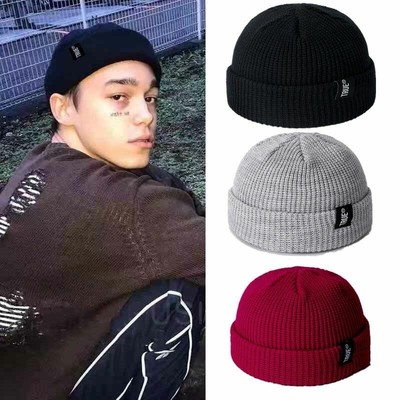 Men Knitted Beanie Hat Cute Retro 