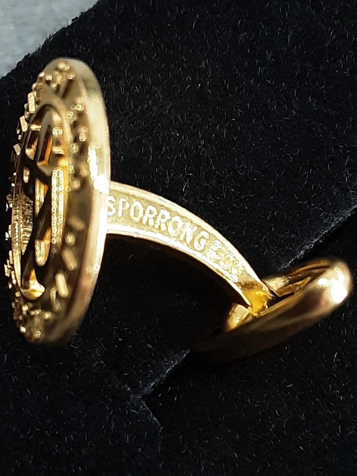 Manschettenknöpfe Paar vergoldet original Sporrong Schweden neuw selten - Bild 3 von 4