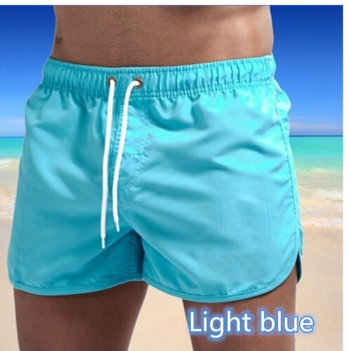 Men Beach Shorts Trunk Summer Short Pants Solid Breathable Quick Dry Swim Shorts - Picture 13 of 21