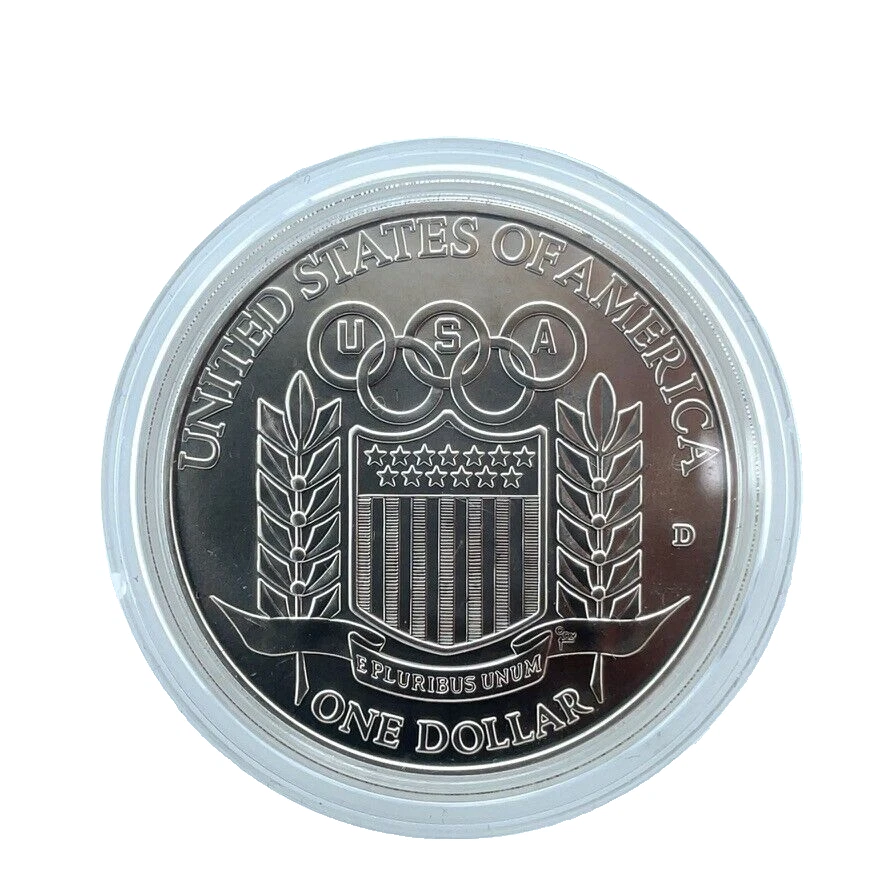 1992-D Olympic Baseball BU. 90% Silver Commemorative $1 Dollar in Capsule - Image 2 of 4