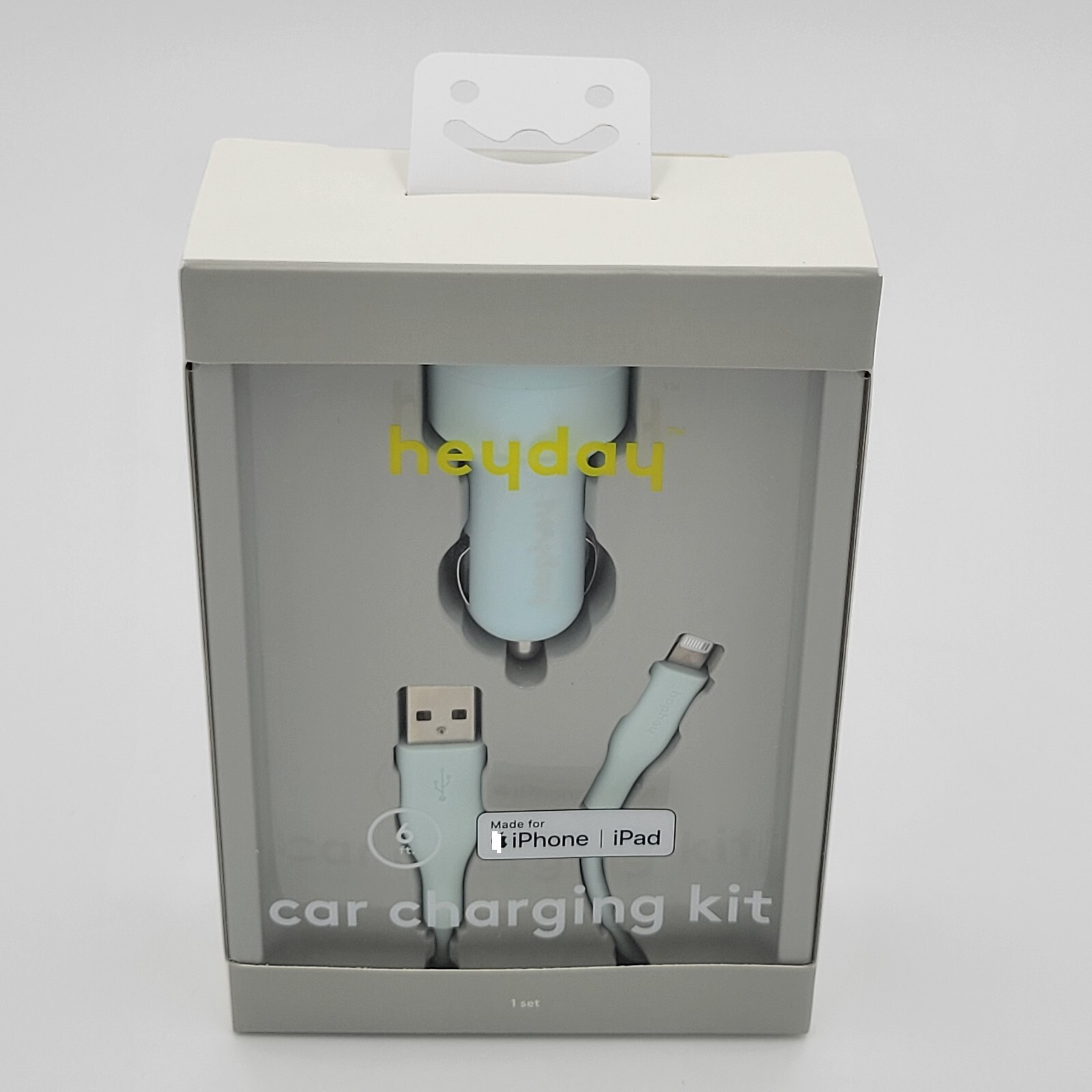 Heyday Car Charging Kit Baby Blue Dual USBA to LTNG 6 Ft Compatible