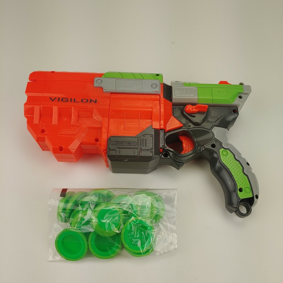 Nerf Vortex Vigilon Disc Launcher Gun Discs Hasbro Toy 2010 | eBay