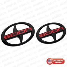12-16 SCION FRS FR-S Front & Rear Matte Black & Red Badge Nameplate Logo Emblem