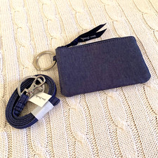 Vera Bradley Zip ID Case  Lanyard Set Moonlight Navy Denim NWT Work School
