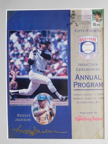 REGGIE JACKSON OAKLAND A'S & HOF 1993 "HOF INDUCTION PRGM SIGNED & DATED 8/1/93" - Picture 1 of 3