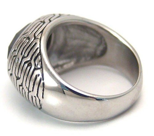Men's Black Ring Surgical Steel Faceted Bold Size 10.5 Hypoallergenic - Picture 2 of 3