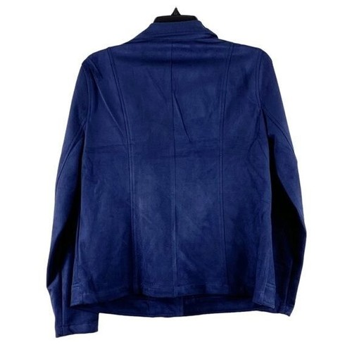 Style & Co Faux Suede Regal Blue Zip Up Moto Style Jacket Size Medium NWT - Picture 2 of 11