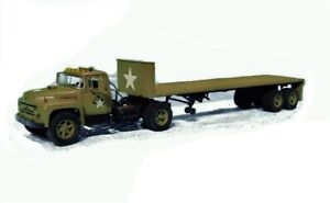 First-Gear-50-3088-Ford-F-800-Tractor-amp-Flatbed-U-S-Army-Transport-1-50-New-MIB