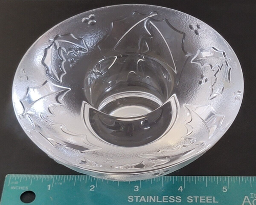 Orrefors Sweden Crystal Holly Votive Holiday Tea Candle B41-8233 - Picture 10 of 12