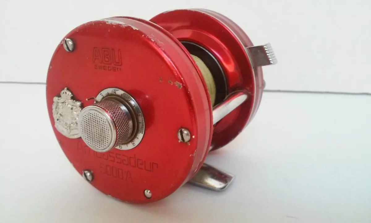 Vintage ABU GARCIA AMBASSADEUR 5000A Red Bait Caster Fishing reel Sweden