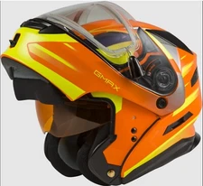 Gmax MD-01S Modular Snowmobile Helmet Heated Shield Orange M L XL 2XL E72-6295