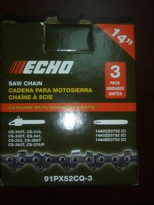 OEM Echo 91PX52CQ-3 Pack Chainsaw Chains Fits 14'' CS-310 CS-330, CS-352