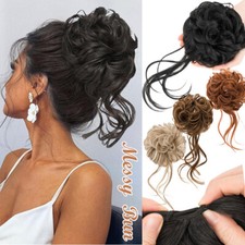 Thick Natural Wrap on in Messy Bun Hair Piece Hair Extension Ponytail Long Updo