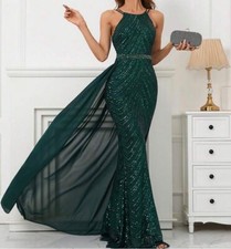 new medium formal evening  emerald sequin dress